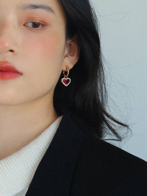 Black Bella Heart pendant CZ Earrings - Zafari Studio Jewelry