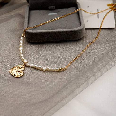 Gold Coin Pearls Pendant Necklace - Zafari Studio Jewelry