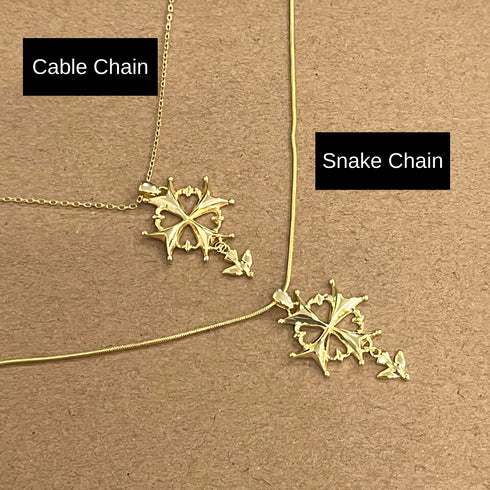 Huguenot Cross Necklace Gold Vermeil - Zafari Studio Jewelry