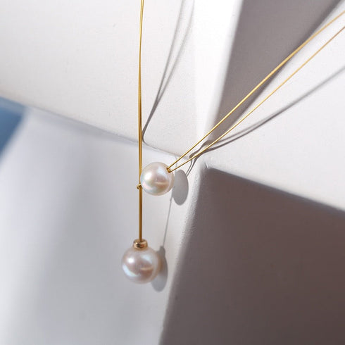 Simple Pearl Japanese Gold Wire Choker Necklace - Zafari Studio Jewelry