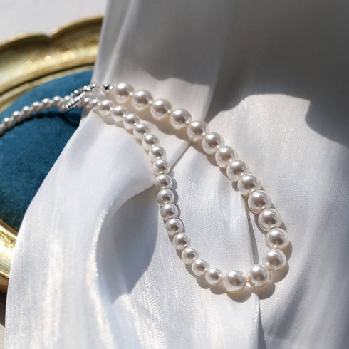 Graduated High Quality Crystal Pearl Choker Necklace - Zafari Studio Jewelry