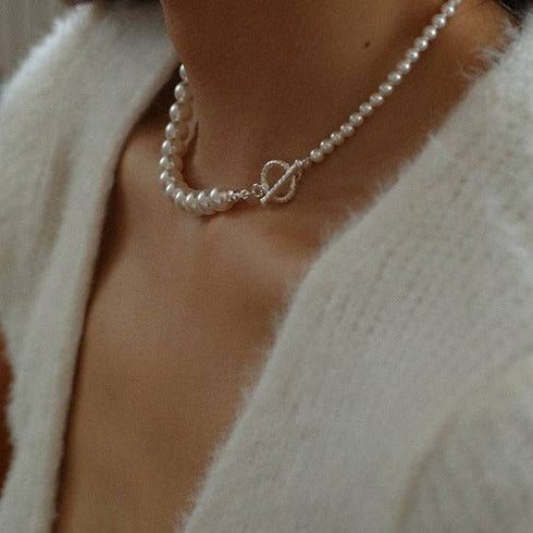 Graduated High Quality Crystal Pearl Choker Necklace - Zafari Studio Jewelry