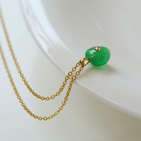 Green Agate Heart Pendant Necklace and Earrings (Purchase Individually) - Zafari Studio Jewelry