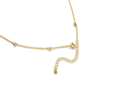 Heart Beaded Chain Gold Vermeil Necklace - Zafari Studio Jewelry