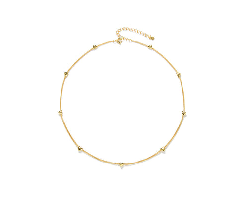 Heart Beaded Chain Gold Vermeil Necklace - Zafari Studio Jewelry