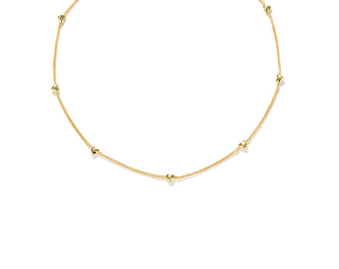 Heart Beaded Chain Gold Vermeil Necklace - Zafari Studio Jewelry