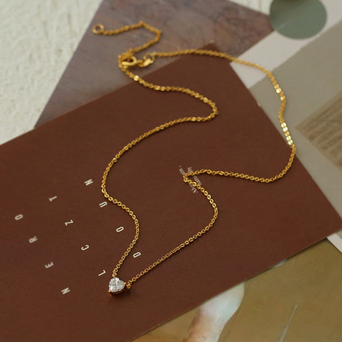 Layered Shine Heart CZ Cuba Chain Necklaces - Zafari Studio Jewelry