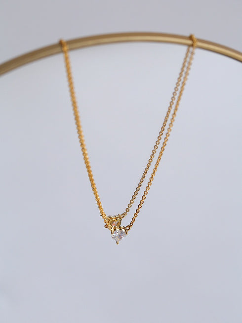 Layered Shine Heart CZ Cuba Chain Necklaces - Zafari Studio Jewelry