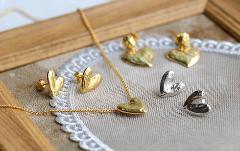 Vintage Heart Shape Necklace and Earrings (Purchase Individually) - Zafari Studio Jewelry