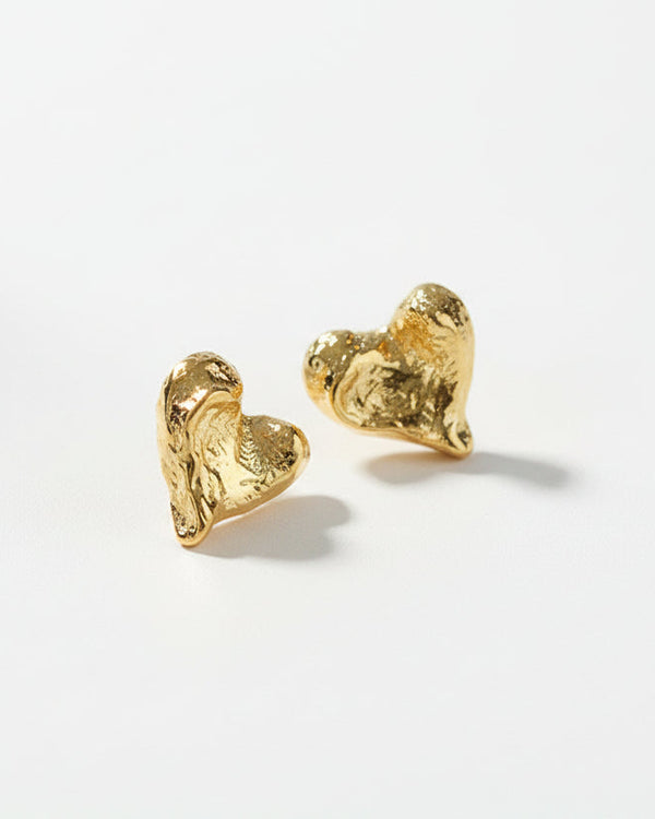Trendy Heart Gold Earrings - Zafari Studio Jewelry