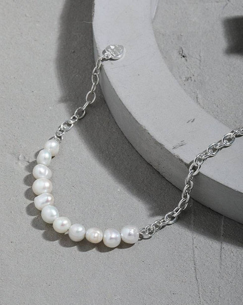 Pearl Beaded Chain Bracelet Sterling Silver - Zafari Studio Jewelry