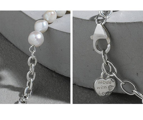 Pearl Beaded Chain Bracelet Sterling Silver - Zafari Studio Jewelry