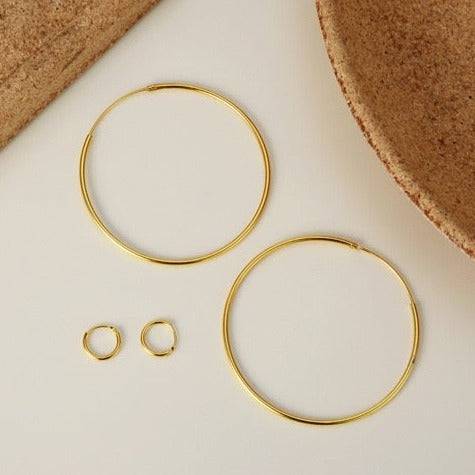 Classic Hoop Earrings Gold Vermeil All Sizes - Zafari Studio Jewelry