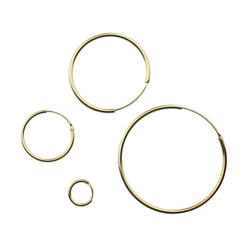 Classic Hoop Earrings Gold Vermeil All Sizes - Zafari Studio Jewelry