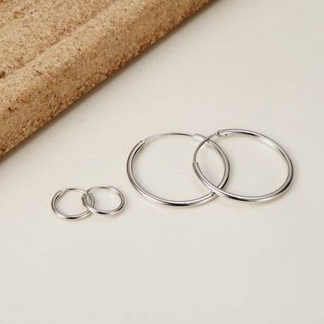 Classic Hoop Earrings Sterling Silver All Sizes - Zafari Studio Jewelry