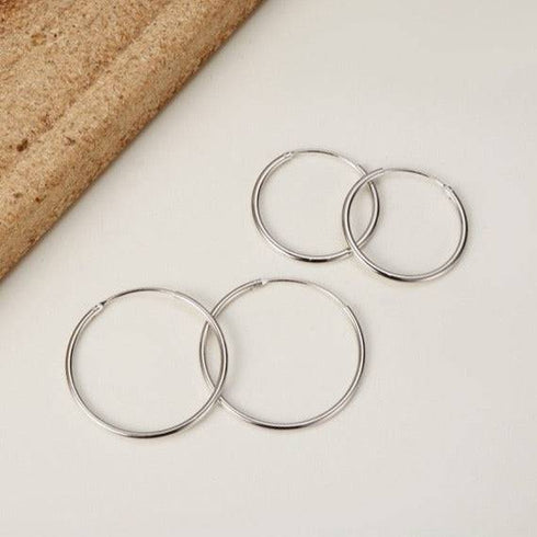 Classic Hoop Earrings Sterling Silver All Sizes - Zafari Studio Jewelry