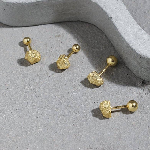 Broken ball stud earrings Sterling Silver Gold Vermeil - Zafari Studio Jewelry