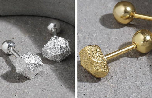 Broken ball stud earrings Sterling Silver Gold Vermeil - Zafari Studio Jewelry