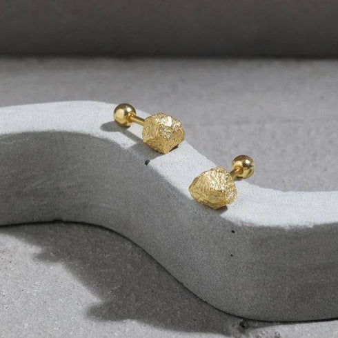 Broken ball stud earrings Sterling Silver Gold Vermeil - Zafari Studio Jewelry