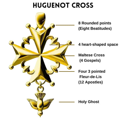 Huguenot Cross Pendant Gold Vermeil - Zafari Studio Jewelry