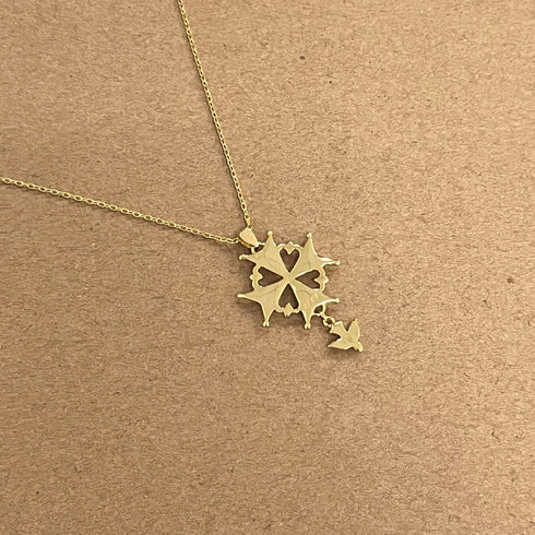 Huguenot Cross Necklace Gold Vermeil - Zafari Studio Jewelry