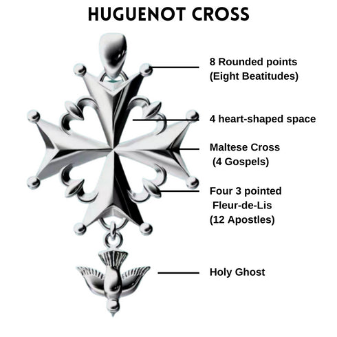 Huguenot Cross Pendant Sterling Silver - Zafari Studio Jewelry