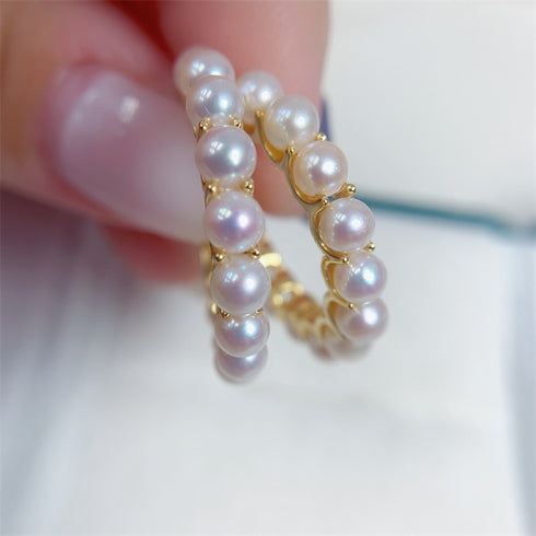 Circle Pearl Earrings Gold Vermeil - Zafari Studio Jewelry