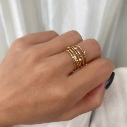 Twisted CZ Layered Ring - Zafari Studio Jewelry