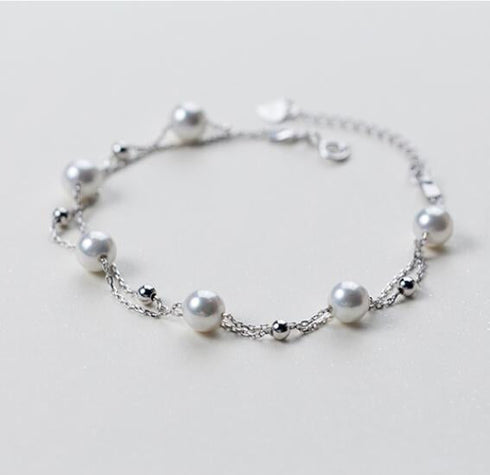 Layered Freshwater Pearl Bracelet Silver - Zafari Studio Jewelry