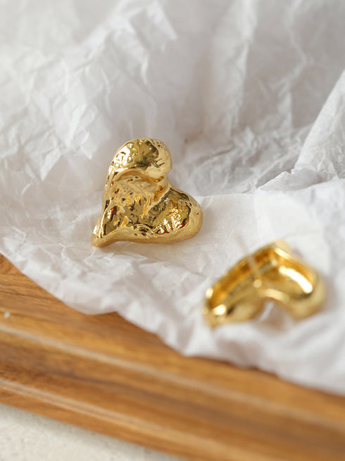 Trendy Heart Gold Earrings - Zafari Studio Jewelry