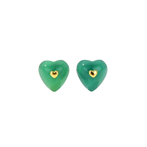 Green Agate Heart Pendant Necklace and Earrings (Purchase Individually) - Zafari Studio Jewelry