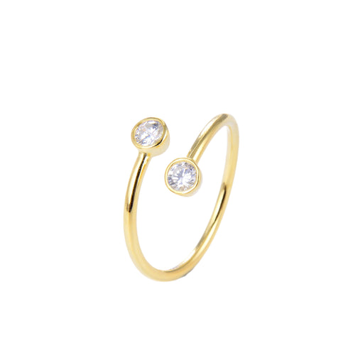 Dual CZ Classic Ring Gold Vermeil - Zafari Studio Jewelry