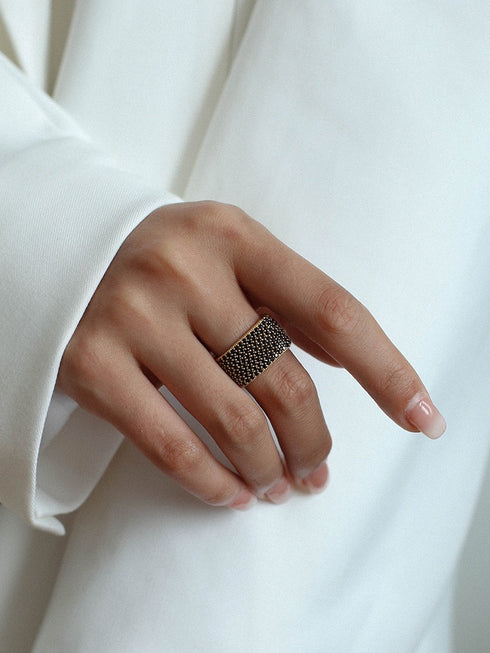 Dazzling Square Zirconia Encrusted Ring - Zafari Studio Jewelry