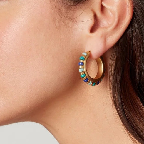 Gemstone Hoop Earrings - Zafari Studio Jewelry