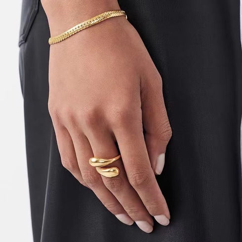 Water drop minimalist adjustable ring Gold Vermeil - Zafari Studio Jewelry