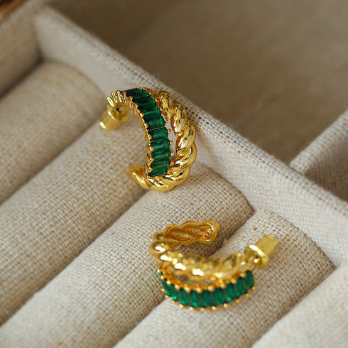 Twisted Striped CZ Earrings - Zafari Studio Jewelry