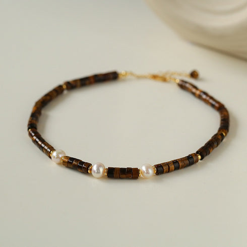 Tiger's Eye Gemstone Pearl Necklaces - Zafari Studio Jewelry