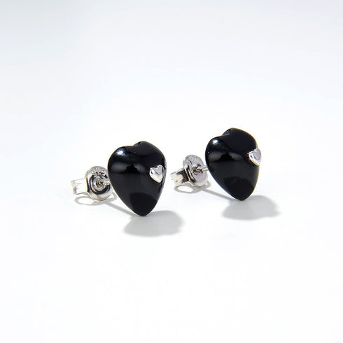 Black Agate Heart Pendant Necklace and Earrings (Purchase Individually) - Zafari Studio Jewelry