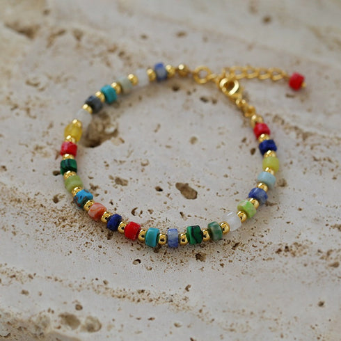 Multi-gems stitching chain colorful necklace and bracelet ( Purchase Individually) - Zafari Studio Jewelry