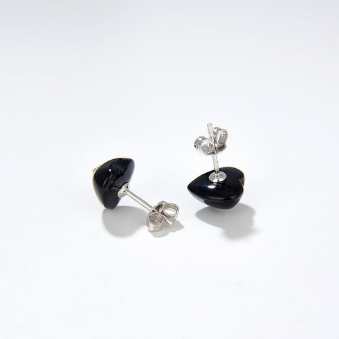 Black Agate Heart Pendant Necklace and Earrings (Purchase Individually) - Zafari Studio Jewelry