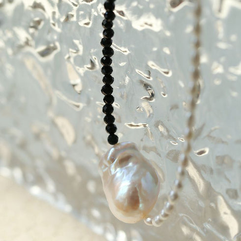 Black Gems Large Baroque Pearl Necklace - Zafari Studio Jewelry