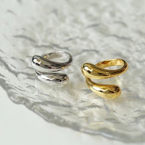 Water drop minimalist adjustable ring Gold Vermeil - Zafari Studio Jewelry