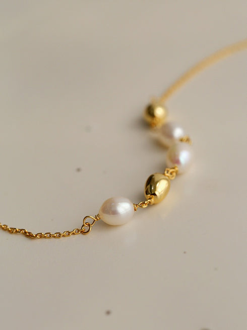 Gold Bean Pearl Bracelet - Zafari Studio Jewelry