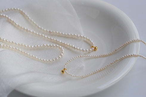 Gold Beaded Pearl Necklace - Zafari Studio Jewelry