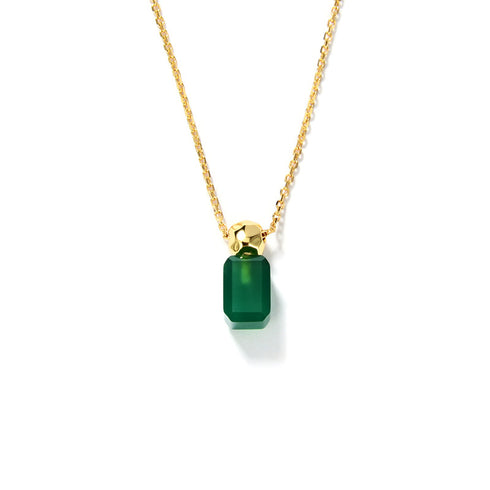 Green Agate Necklace Gold Vermeil - Zafari Studio Jewelry