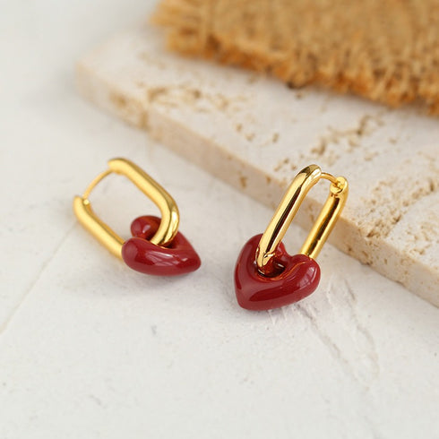 Enamel Glaze Heart Earrings - Zafari Studio Jewelry