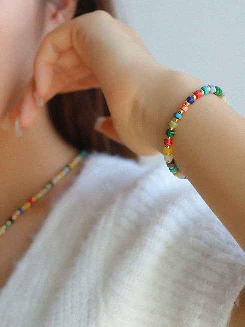 Multi-gems stitching chain colorful necklace and bracelet ( Purchase Individually) - Zafari Studio Jewelry