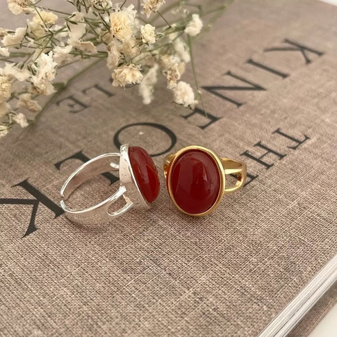Red Onyx Ring Gold Vermeil - Zafari Studio Jewelry
