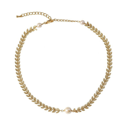 Gold Laurel Leaf Matching Pearl & Earrings Set (Sold Separately) - Zafari Studio Jewelry