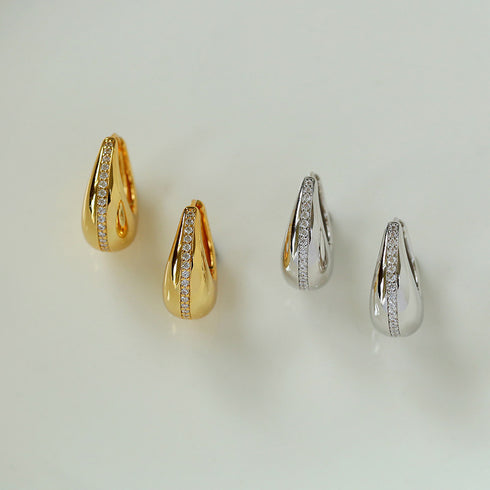 U Shape CZ Earrings - Zafari Studio Jewelry